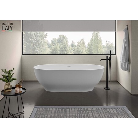 Ruvati 69-inch White epiStone Solid Surface Oval Freestanding Bath Tub Viola RVB6732WH
